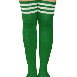 Century Star Women's Colorful Thigh High Socks Halloween Coplay Over the Knee Socks Cheerlead Costumes for Athletic Green White One size