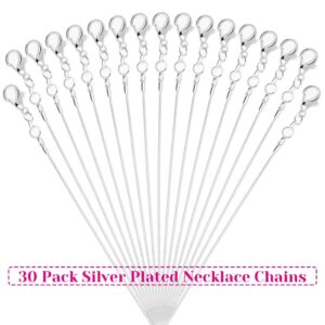 Paxcoo 30 Pack Bulk Necklace Chain Silver Plated Necklace Snake Chains for Jewelry Making, 1.2 mm (24 Inches)