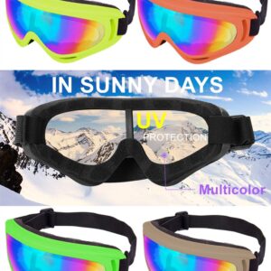 LJDJ Ski Goggles, Pack of 4 - Snowboard Adjustable UV 400 Protective Motorcycle Goggles Outdoor Sports Tactical Glasses Dust-Proof Combat Military Sunglasses for Kids, Boys, Girls, Youth, Men, Women