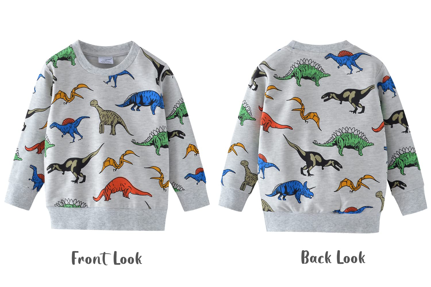 Toddler Sweatshirts Dinosaur Shirts Clothes for Boys Long Sleeve Cartoon Space Pullover Tops for Kids grey-8011 110/4T