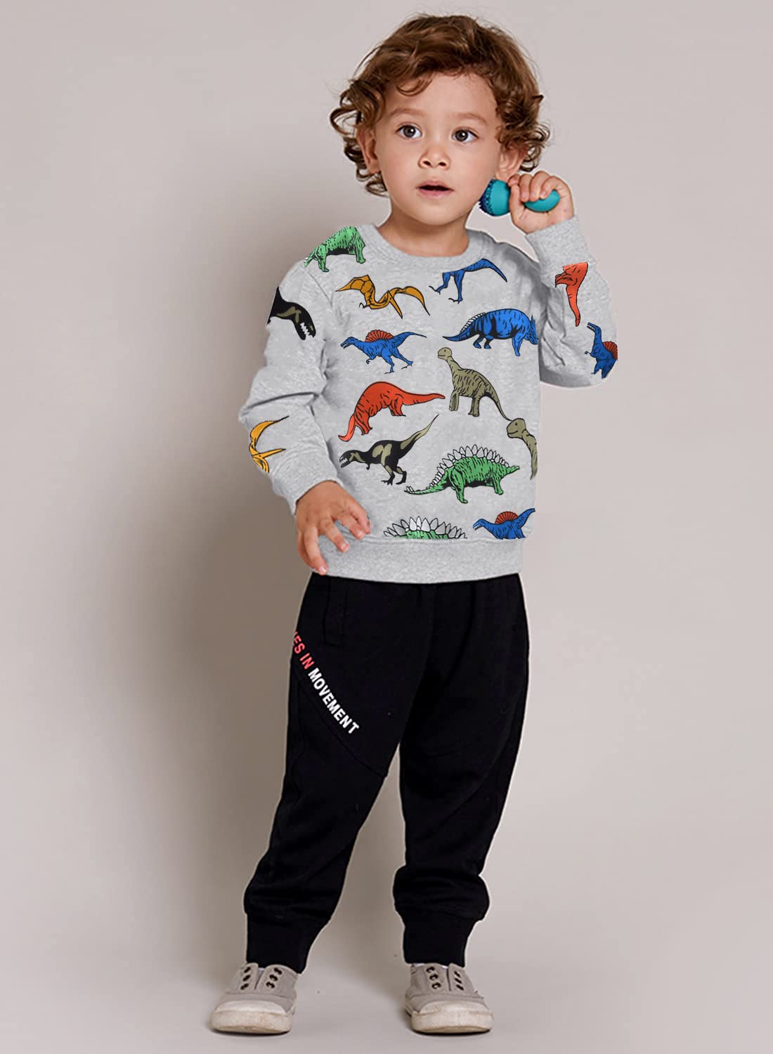 Toddler Sweatshirts Dinosaur Shirts Clothes for Boys Long Sleeve Cartoon Space Pullover Tops for Kids grey-8011 110/4T