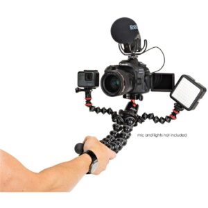 JOBY GorillaPod 5K Kit + Rig Upgrade, Professional Tripod Stand with Ball Head for DSLR or Mirrorless Cameras with Lens (up to 11lbs/5kg) Black/Charcoal Bundle with 64GB SD Card, Cloth