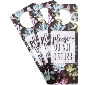 Juvale 3 Pack Do Not Disturb Door Hanger Sign, Welcome Please Knock, Double Sided (Succulents)