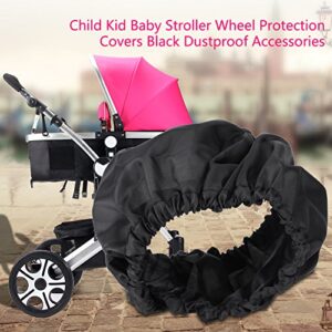 4Pcs/Set Baby Carriage Dust Cover Stroller Wheel Protection Black Dustproof Accessories for Child Kid Baby(L)