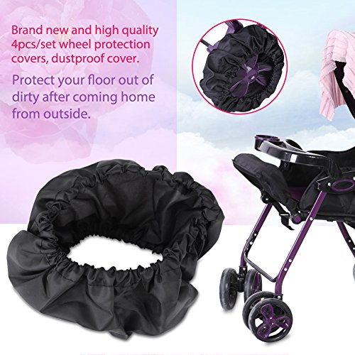 4Pcs/Set Baby Carriage Dust Cover Stroller Wheel Protection Black Dustproof Accessories for Child Kid Baby(L)