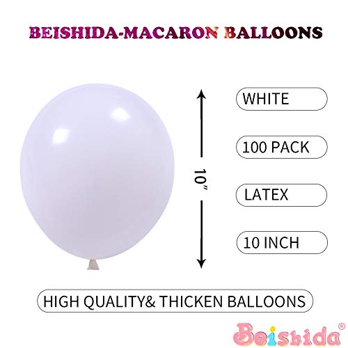 BEISHIDA 100 Pack 10 Inch Thicken Light White Balloons,Large Macaron White Latex Helium Balloons for Birthday Wedding Reception Bridal Shower Party Decorations Supplies