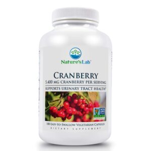 nature's lab cranberry 5400mg – supports urinary tract health* – non-gmo verified, vegan, gluten free – 180 count (6 month supply)