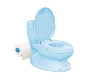 toylet potty training toilet seat | toddler potty training with comfy seat cover, tank storage & paper roll holder | easy to empty and clean | soft & comfortable potty trainer for boys & girls (blue)