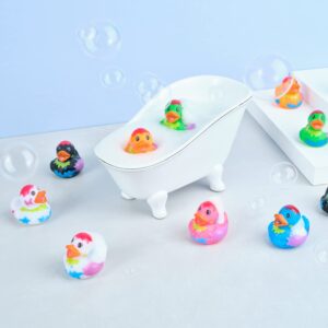 Kicko Assorted Rubber Ducks - 12 Ducklings, 2 Inch in Splat Pattern – Jeep Ducks for Kids, Baby Bath Toys, Sensory Play, Stress Relief, Novelty, Stocking Stuffers, Classroom Prizes, Supplies, Holidays