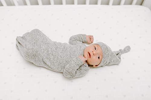 aden + anais Snuggle Knit Newborn Gift Set with Knotted Baby Gown, Swaddle Blanket, Infant Hat, and Bandana Bib, 0-3 Months, Heather Grey