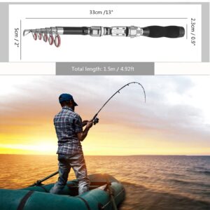 Fishing Rod Telescopic Fishing Combo Portable Fishing Poles Pocket Telescoping Rod for Adults Kids Outdoor Sport Travel Freshwater Saltwater Fishing (4.92)