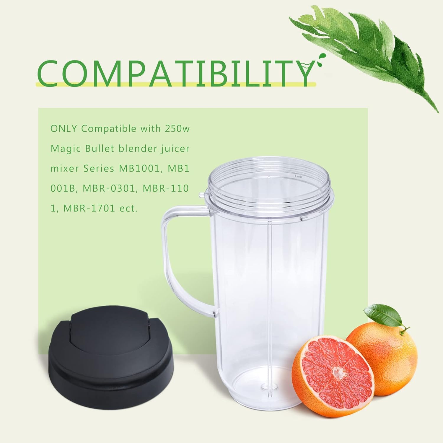 22OZ Magic Bullet Blender Cups, Tall 22oz Cup with Cross Blade,250W MB1001 Replacement Parts Compatible with Magic Bullet Blender Juicer Mixer