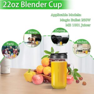 22OZ Magic Bullet Blender Cups, Tall 22oz Cup with Cross Blade,250W MB1001 Replacement Parts Compatible with Magic Bullet Blender Juicer Mixer