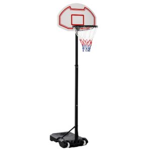 Soozier Portable Basketball Hoop Stand, Height-Adjustable Basketball System with 29'' Backboard and Wheels for Indoor and Outdoor Use, Pure White