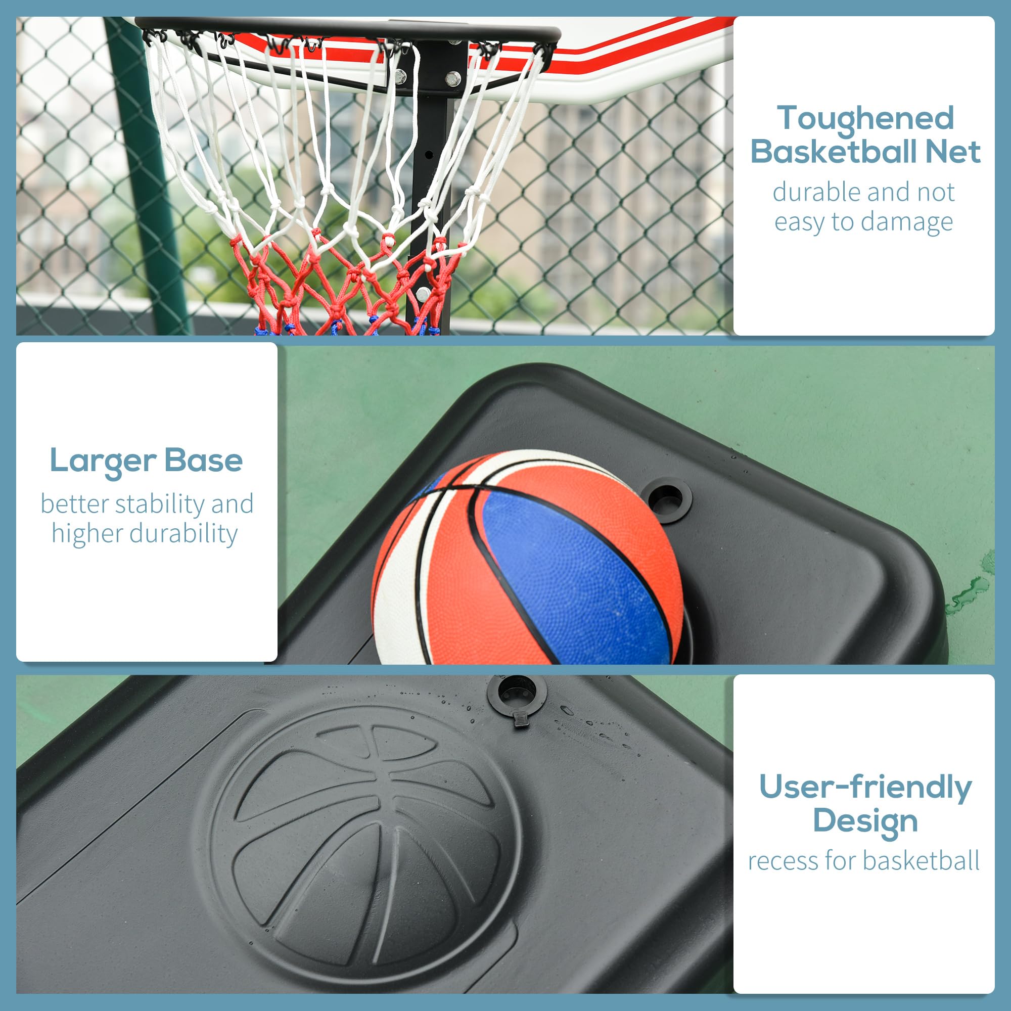 Soozier Portable Basketball Hoop Stand, Height-Adjustable Basketball System with 29'' Backboard and Wheels for Indoor and Outdoor Use, Pure White
