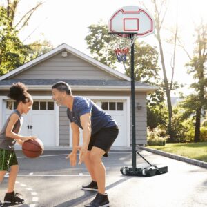 Soozier Portable Basketball Hoop Stand, Height-Adjustable Basketball System with 29'' Backboard and Wheels for Indoor and Outdoor Use, Pure White