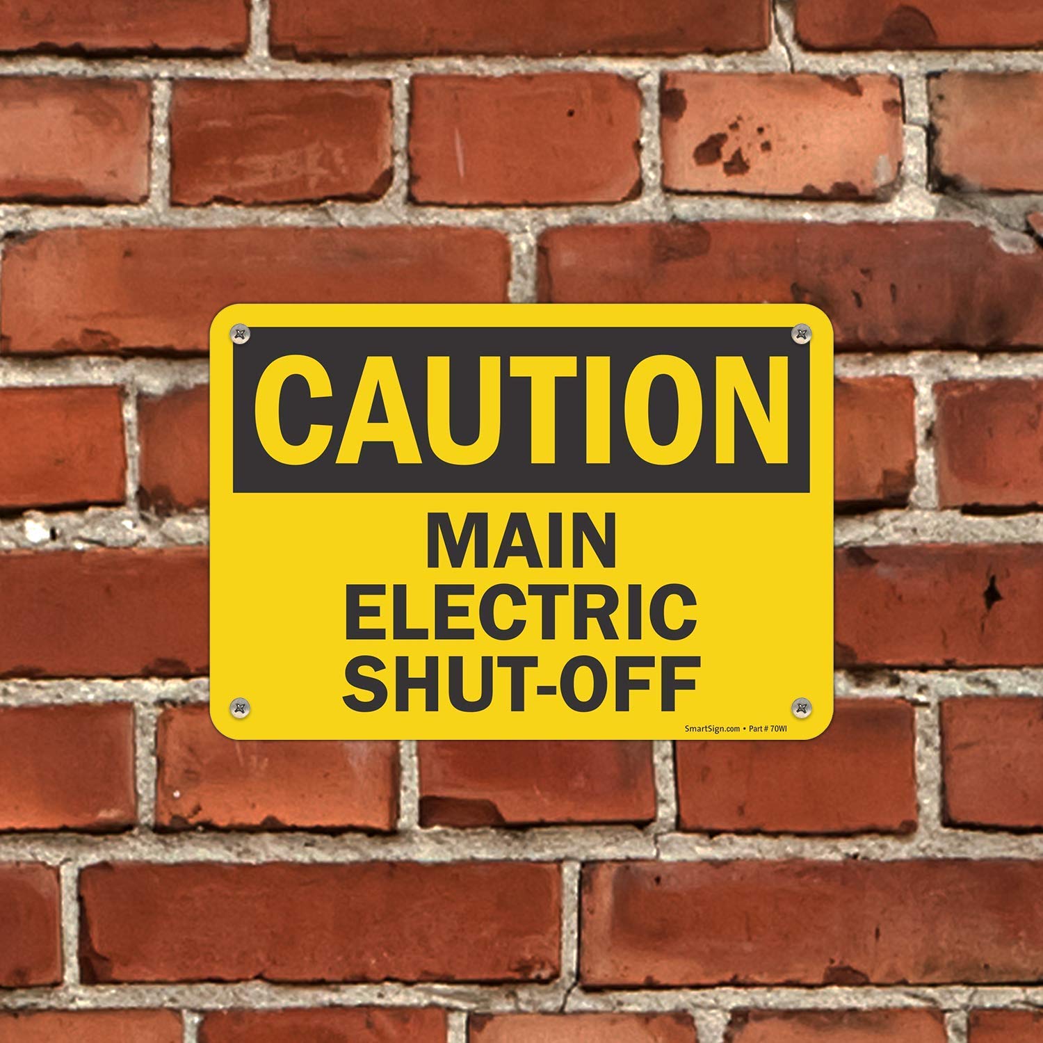 SmartSign 7 x 10 inch “Caution - Main Electric Shut-Off” OSHA Sign, Digitally Printed, 55 mil HDPE Plastic, Black and Yellow
