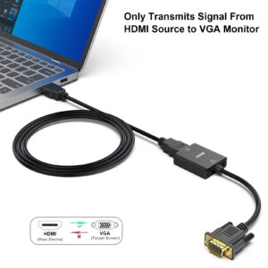 BENFEI HDMI to VGA, Uni-Directional HDMI Computer to VGA Monitor Adapter (Female to Male) with 3.5mm Audio Jack Compatible with TV Stick, Computer, Desktop, Laptop, PC, Monitor, Projector, Roku, Xbox