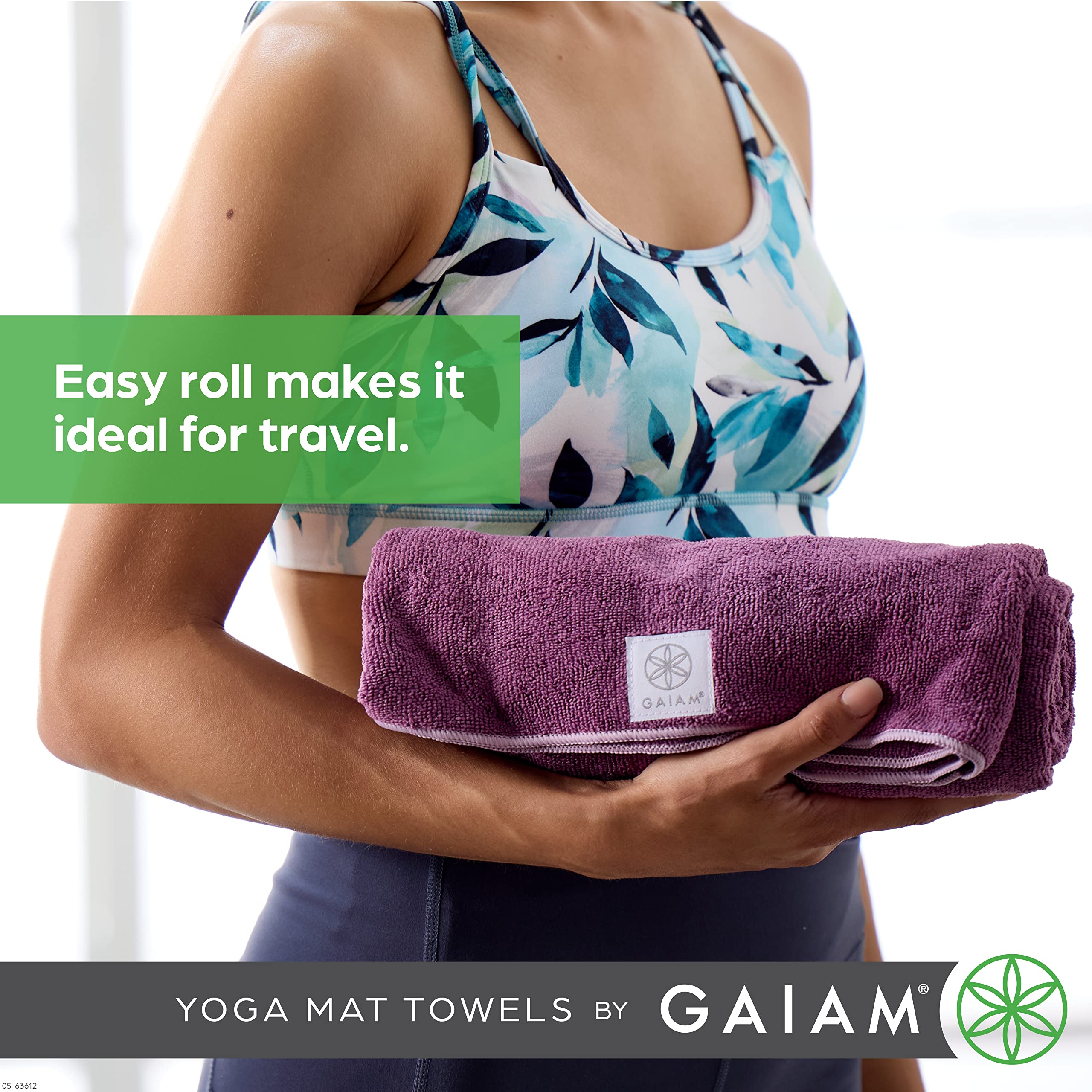 Gaiam Yoga Mat Towel Microfiber Mat-Sized Yoga Towel for Hot Yoga (68" L x 24" W), Folkstone Grey