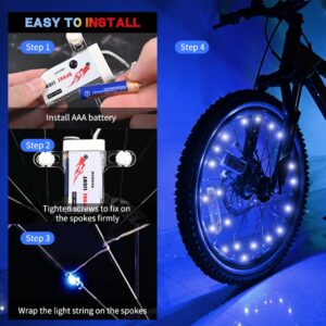 TINANA LED Bike Wheel Lights Ultra Bright Waterproof Bicycle Spoke Lights Cycling Decoration Safety Warning Tire Strip Light for Kids Adults Night Riding 1Pack (Multicolor)