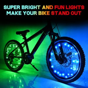 TINANA LED Bike Wheel Lights Ultra Bright Waterproof Bicycle Spoke Lights Cycling Decoration Safety Warning Tire Strip Light for Kids Adults Night Riding 1Pack (Multicolor)