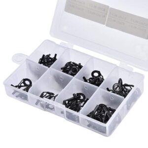 VGEBY1 Fishing Rod Guides Ring, 80Pcs Ceramic & Stainless Steel Fishing Rod Part Tip Tops Guides Ring Kit Set