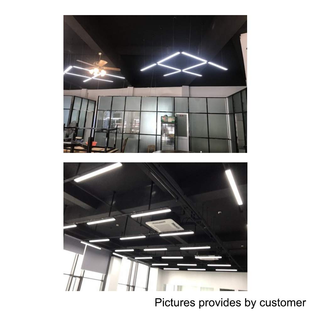 RUNNUP LED Strips Architectural Suspended Direct Indirect Linear Linkable Dimmable Office Light Fixture 32W/3500LM/6000K Commercial Lighting Market Garage Basement Black Finish 47.27inch