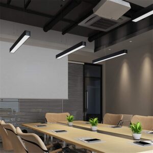 RUNNUP LED Strips Architectural Suspended Direct Indirect Linear Linkable Dimmable Office Light Fixture 32W/3500LM/6000K Commercial Lighting Market Garage Basement Black Finish 47.27inch