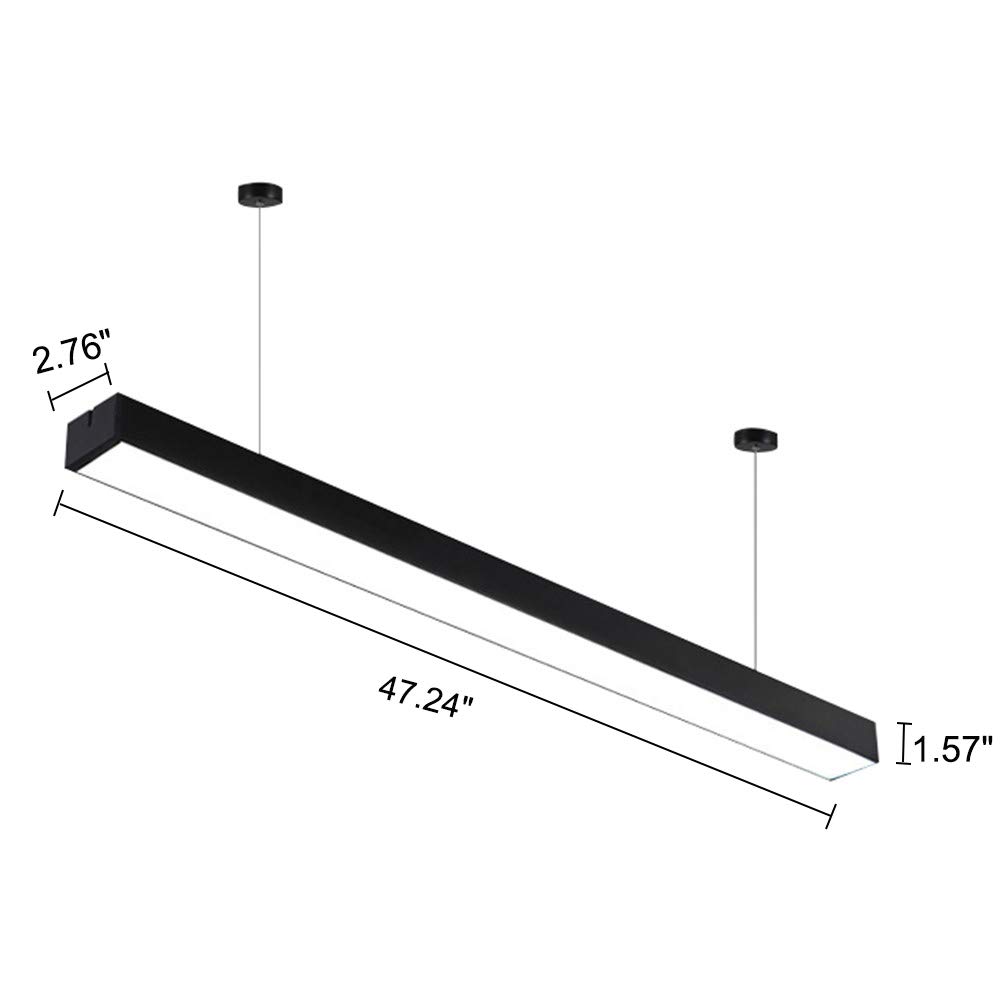 RUNNUP LED Strips Architectural Suspended Direct Indirect Linear Linkable Dimmable Office Light Fixture 32W/3500LM/6000K Commercial Lighting Market Garage Basement Black Finish 47.27inch