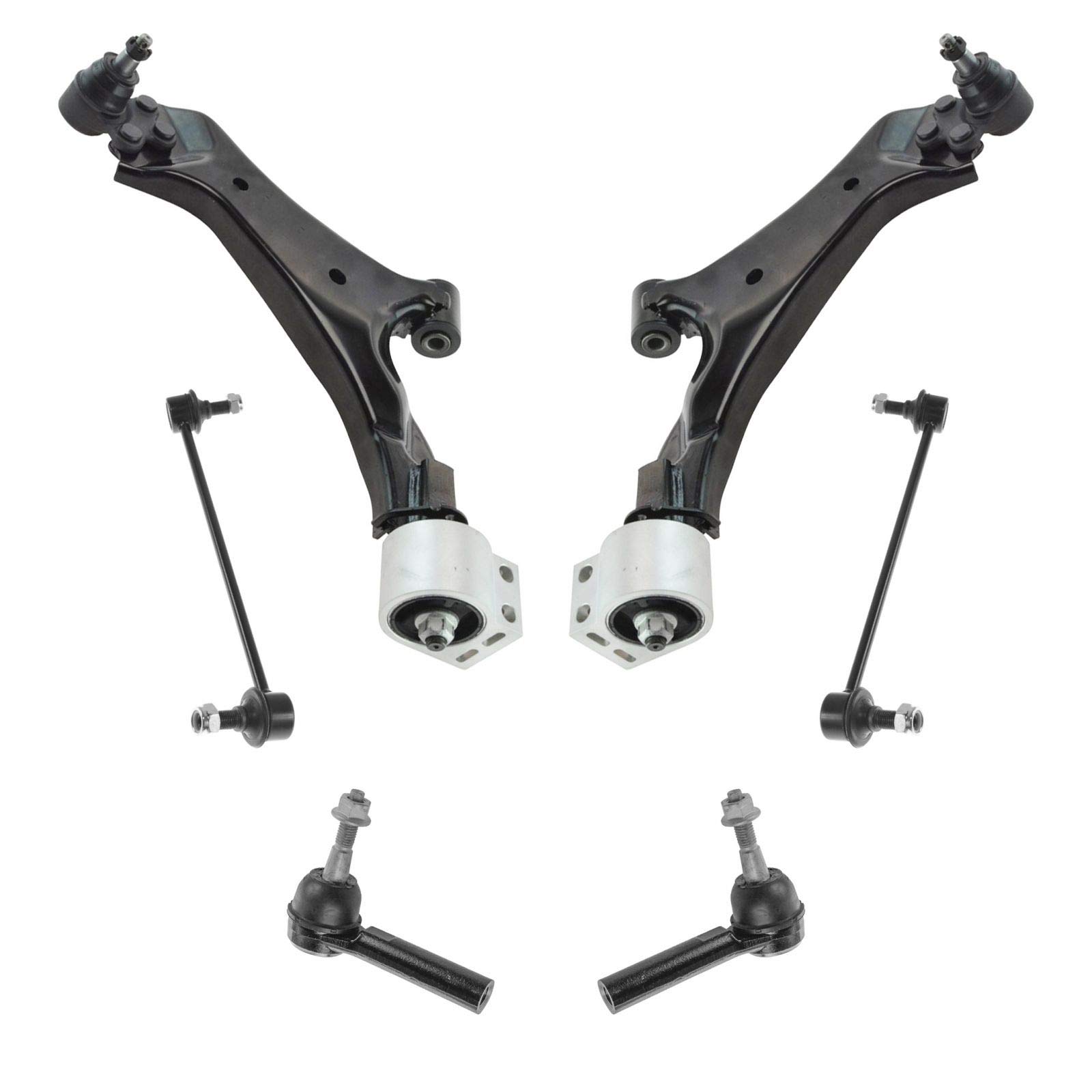 TRQ 6 Piece Steering & Suspension Kit Control Arms w/Ball Joints Sway Bar Links Tie Rods Kit for 2010-2016 Chevy Equinox / 2010-2016 GMC Terrain