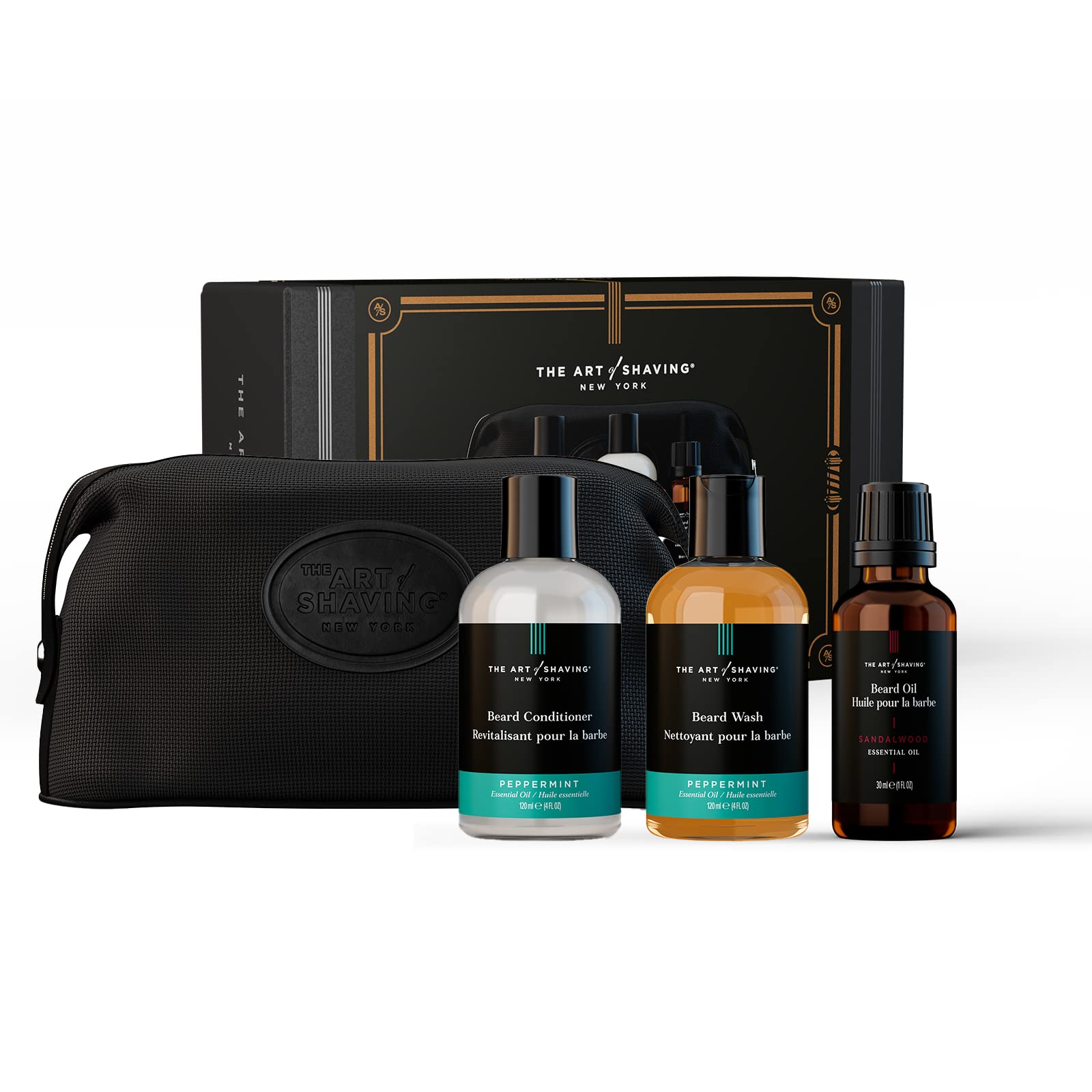 The Art of Shaving Beard Prep Kit - 4oz Peppermint Beard Wash & Conditioner, 1oz Sandalwood Beard Oil