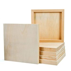 yoleshy 6 pcs 8'' x 8'' unfinished wood cradled painting panel boards for arts & craft - wooden canvas panels