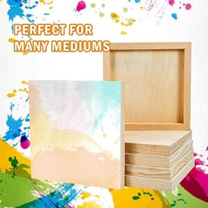 YoleShy 6 Pcs 8'' x 8'' Unfinished Wood Cradled Painting Panel Boards for Arts & Craft - Wooden Canvas Panels
