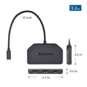 Cable Matters 4K Triple Display USB C Hub with 2X DisplayPort, 1x HDMI, and 100W Charging for Windows - DisplayPort 1.4 and DSC 1.2 Enabled for Triple 4K 60Hz Display - Not Compatible with Mac