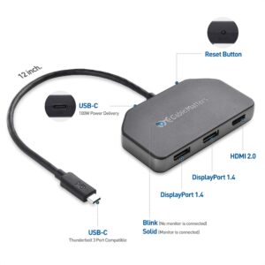 Cable Matters 4K Triple Display USB C Hub with 2X DisplayPort, 1x HDMI, and 100W Charging for Windows - DisplayPort 1.4 and DSC 1.2 Enabled for Triple 4K 60Hz Display - Not Compatible with Mac