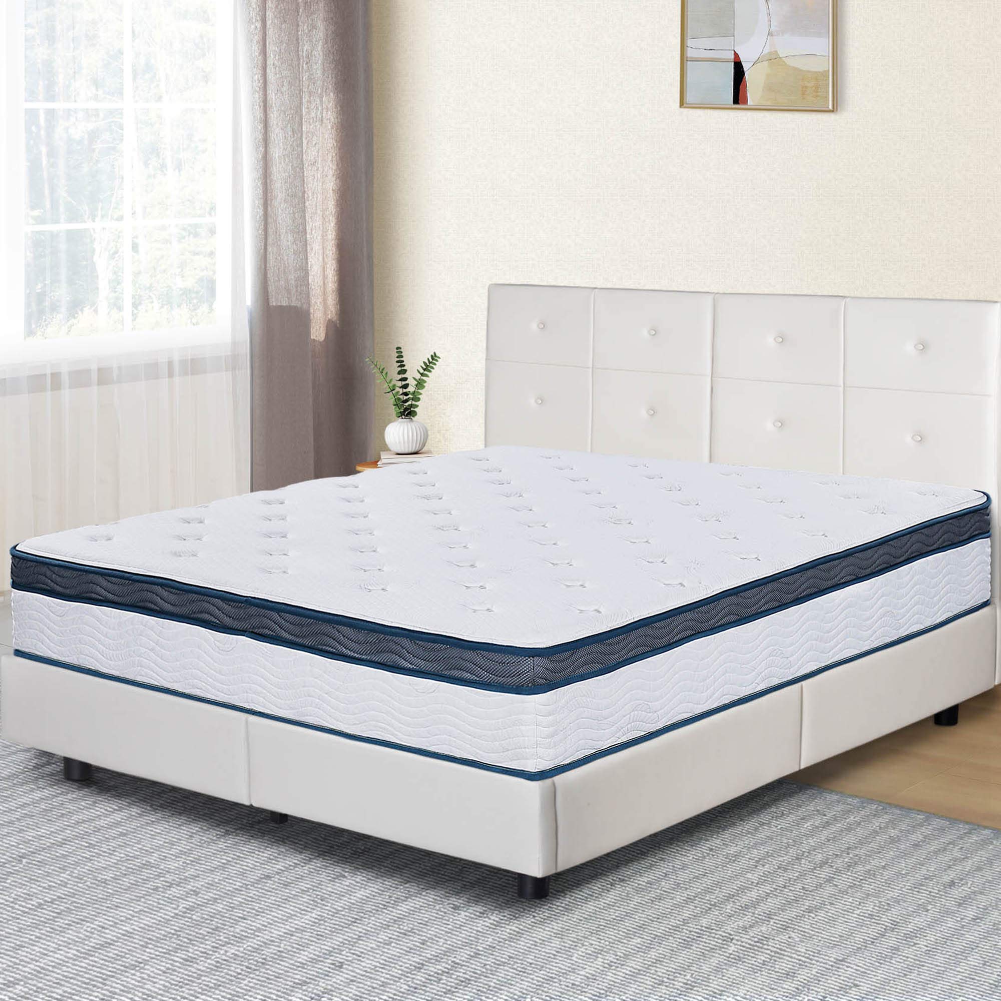 Olee Sleep 12 Inch Euro Top Gel Memory Foam Spring Hybrid Mattress Full, Mid Night, Mattress In a Box, CertiPUR-US Certified, Full (VC12SM04F)