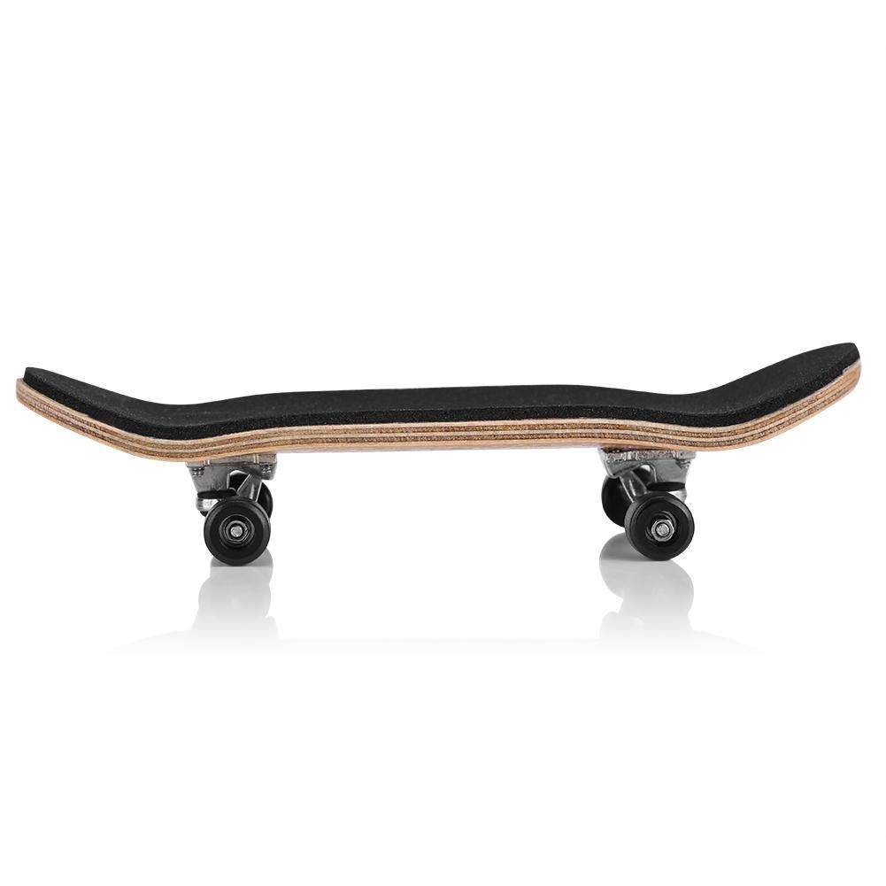 Duokon Fingerboard Skateboard, 1Pc Maple Wooden+Alloy Fingerboard Finger Skateboards with Box Reduce Pressure Kids Gifts(Black)