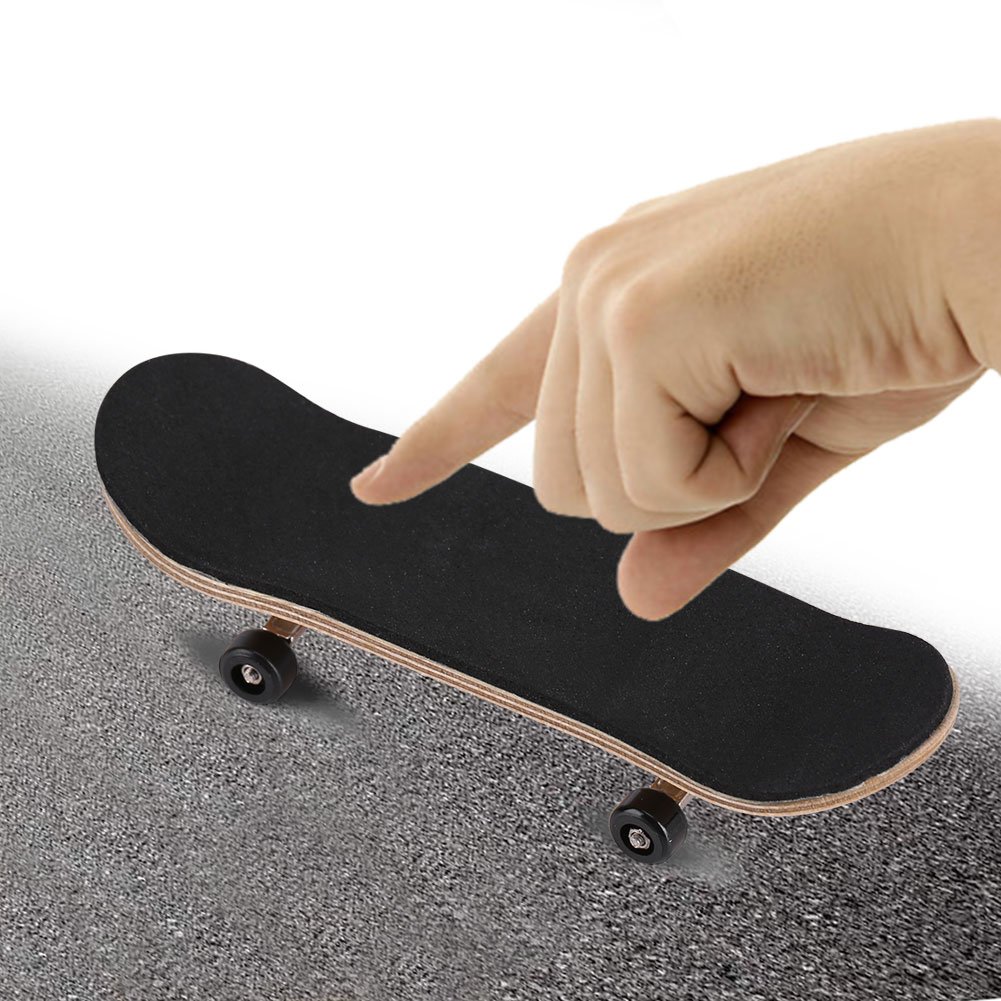 Duokon Fingerboard Skateboard, 1Pc Maple Wooden+Alloy Fingerboard Finger Skateboards with Box Reduce Pressure Kids Gifts(Black)