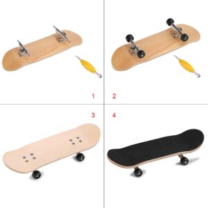 Duokon Fingerboard Skateboard, 1Pc Maple Wooden+Alloy Fingerboard Finger Skateboards with Box Reduce Pressure Kids Gifts(Black)