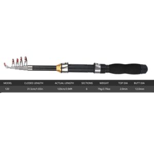 Fishing Rod, Small Sea Mini Fishing Pole Portable Rod Short Pole Ice Fishing Rod Mini Sea Fishing Tools 28049-100(1.2m)