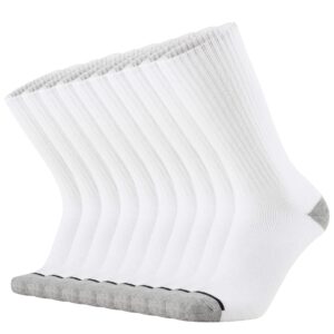 onke cotton cushion crew socks for men women athletics all seasons thick warm heavy duty work boots moisture wicking control(white xl)