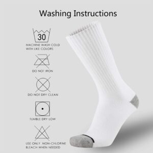 ONKE Cotton Cushion Crew Socks for Men Women Athletics All Seasons Thick Warm Heavy Duty Work Boots Moisture Wicking Control(White XL)