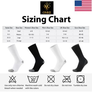 ONKE Cotton Cushion Crew Socks for Men Women Athletics All Seasons Thick Warm Heavy Duty Work Boots Moisture Wicking Control(White XL)