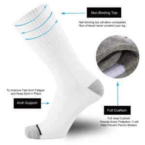 ONKE Cotton Cushion Crew Socks for Men Women Athletics All Seasons Thick Warm Heavy Duty Work Boots Moisture Wicking Control(White XL)