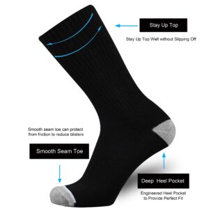 ONKE Cotton Cushion Crew Socks for Men Athletic All Season Heavy Duty Work Boot with Thick Moisture Control Sweat Wicking(Black L)