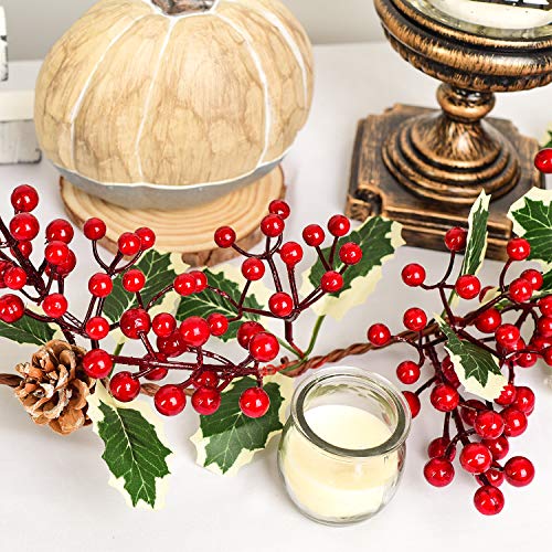 DearHouse 7FT Red Berry Christmas Garland with Pine Cone Garland Artificail Garland Indoor Outdoor Garden Gate Home Decoration for Winter Holiday New Year Decor