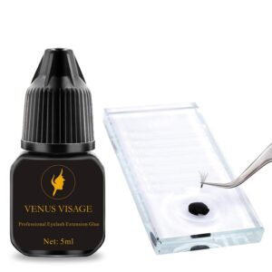 venus visage eyelash glue for professional lash extensions 1 2 sec dry time & 6 7 weeks bonding extra black & strong latex free lash adhesive (5ml),0.16 fl oz (pack of 1)'