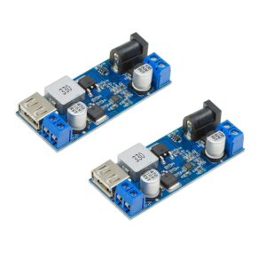 uctronics dc 9v 12v 24v to dc 5v 5a buck converter module, 9-36v step down to usb 5v transformer dual output voltage regulator board [2 pack]