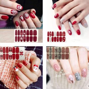 NAIL ANGEL 12pcs Nail Art Full-Cover Sticker Nail Art Wrap Christmas Series Full Cover Sticker Nail Strips for Women Winter Strips 10052