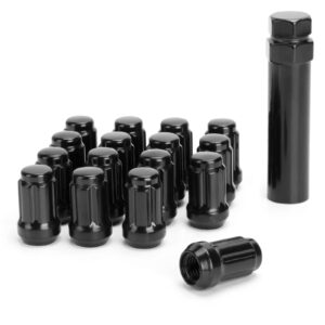 atv 3/8"-24 lug nuts for polaris sportsman 335/400/500/570/600/700/800, dynofit 16pcs black 6 spline drive conical/cone lugnuts for rzr 170/800-s/xp 900 and more aftermarket wheels/rim